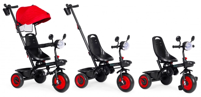 3w1 trójkołowy rowerek z obrotowym siedziskiem i daszkiem czerwony ECOTOYS