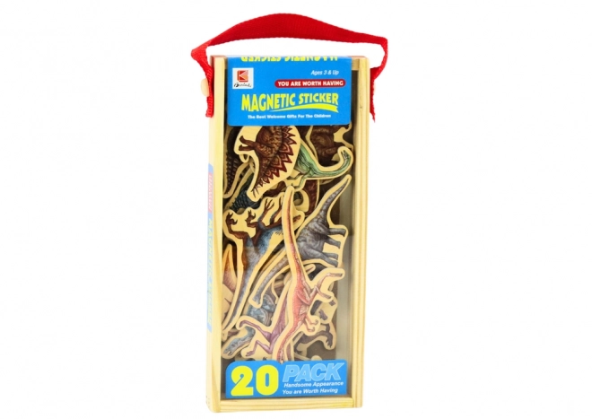Drewniane magnesy Dinozaury zestaw 20 sztuk kolorowych