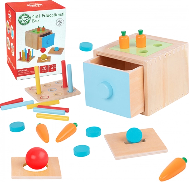 Woopie Green drewniana edukacyjna szufladowa zabawka sortująca Montessori