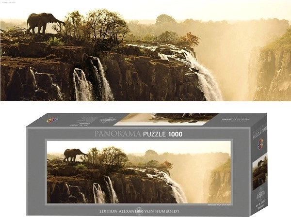 Panoramiczne puzzle słoń przy Wodospadach Wiktorii 1000 elementów