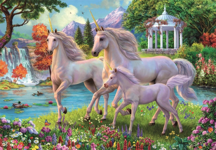 Puzzle Jednorożce przy wodospadzie 180 elementów