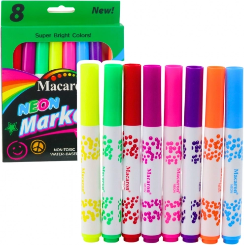 Zestaw neonowych markerów z wodnym tuszem 8 szt.