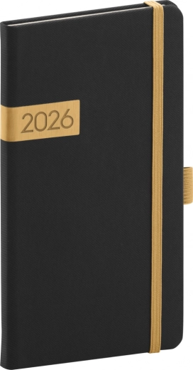 Kieszonkowy terminarz czarno-złoty Twill 2026