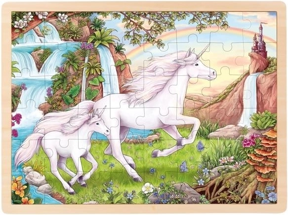 Goki drewniane puzzle jednorożec 48 elementów