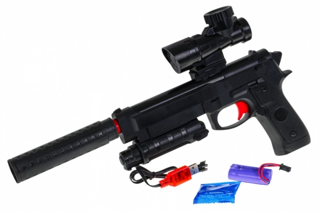 Zabawka pistolet dla dzieci 6+ z akcesoriami M92 z tłumikiem i celownikiem