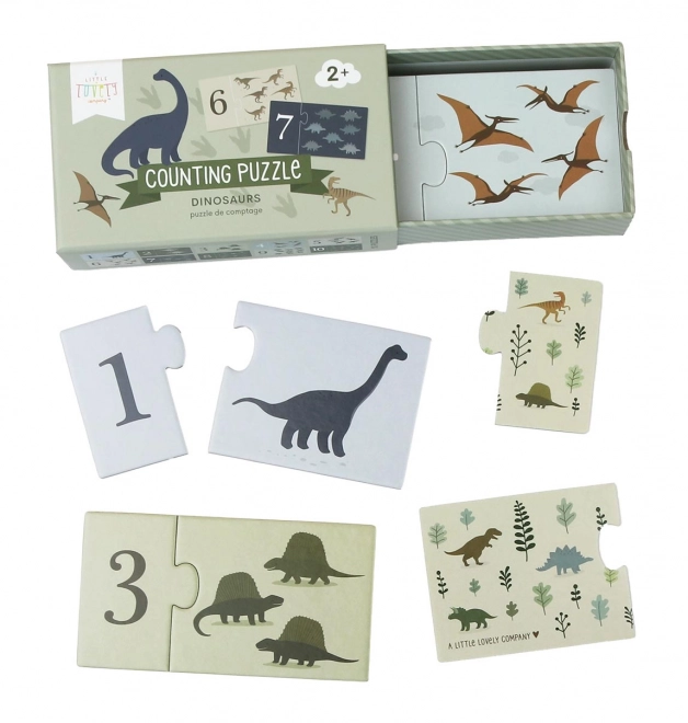 A Little Lovely Company Układające puzzle – Počítání s dinosaury
