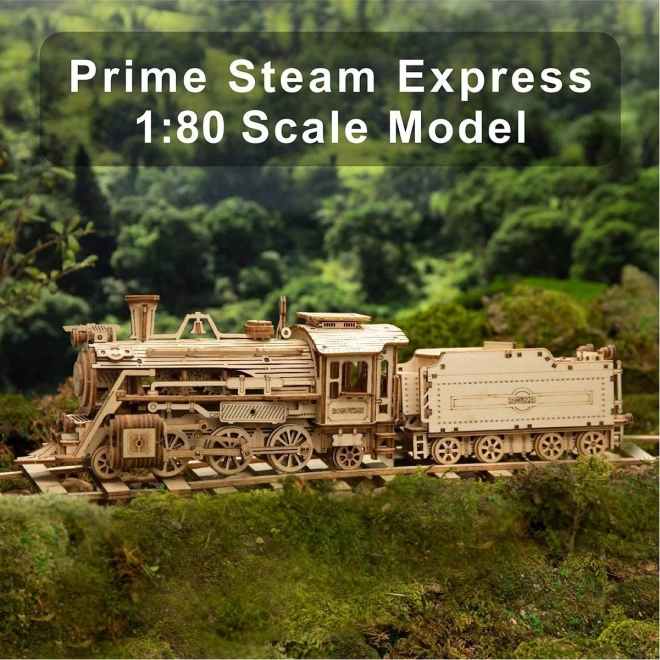 Lokomotywa - Ekspres Parowy - 3D drewniane puzzle
