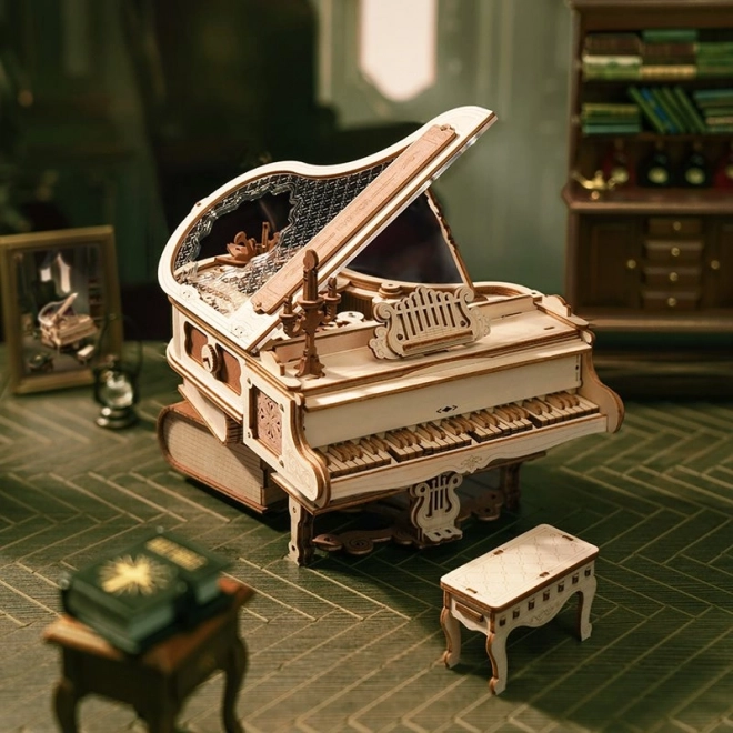 RoboTime 3D Drewniane mechaniczne puzzle Magiczne piano (napęd elektryczny)