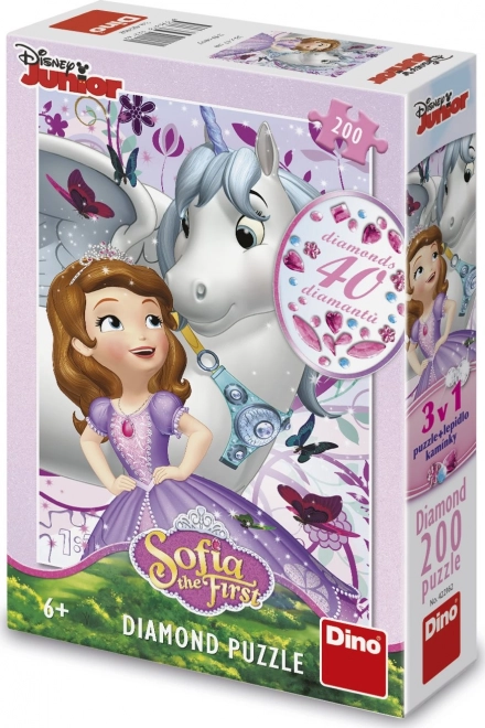Puzzle Sofie i jednorożec z kamyczkami do zdobienia - 200 elementów