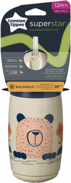 Tommee Tippee izolowany kubek ze słomką 266 ml szary
