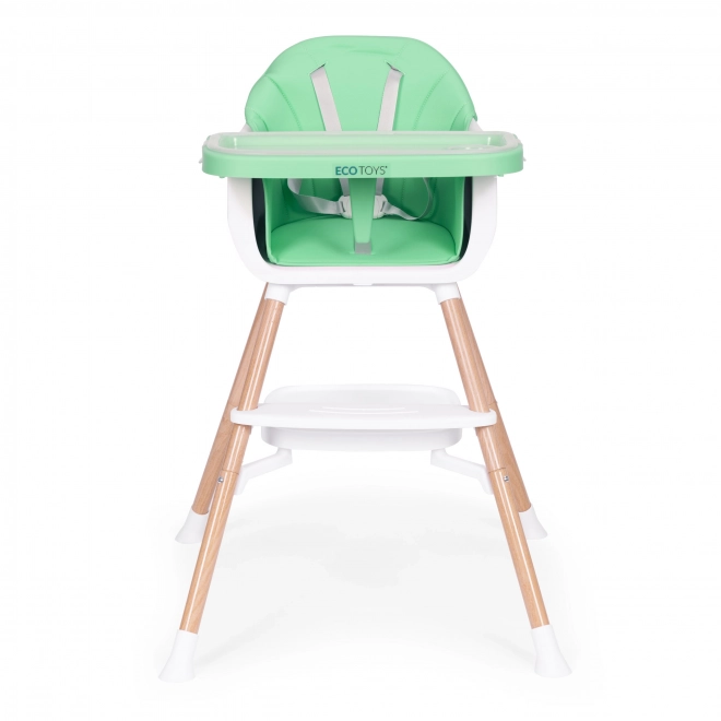 Krzesełko do karmienia dziecięce 2w1 zielone ECOTOYS