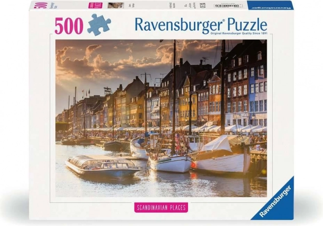 Puzzle Skandynawskie: Zachód słońca w Kopenhadze 500 elementów