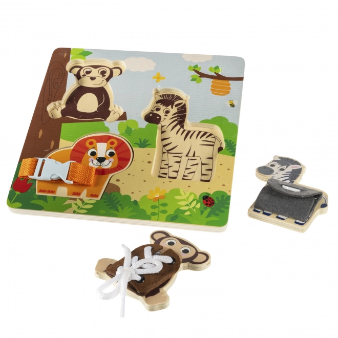 Drewniane puzzle Montessori safari dla dzieci