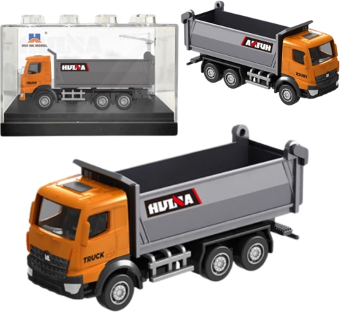 metalowy model wywrotki HUINA 1:80 pomarańczowy