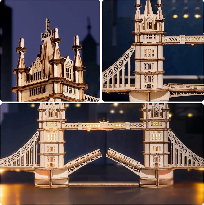 RoboTime drewniane 3D puzzle most Tower Bridge świecący
