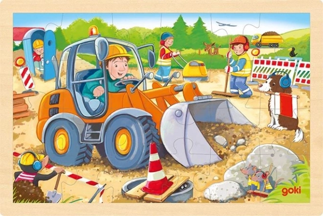 Goki drewniane puzzle Plac budowy 24 elementy