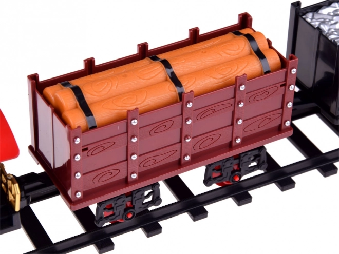 Kolejka z torami Lokomotywa z wagonami para + światło RC0629