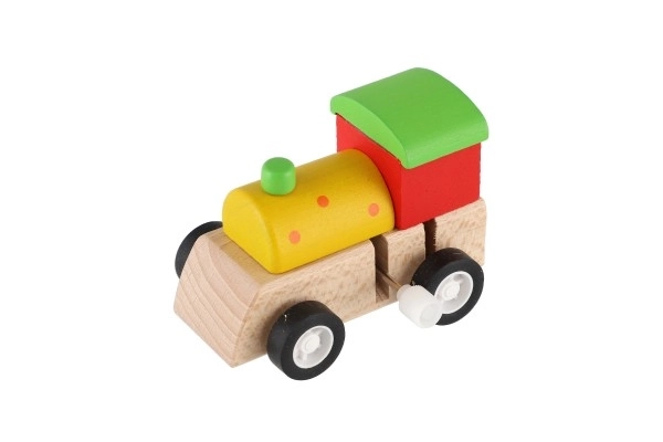 Lokomotywa na kluczyk drewno 7cm różne 3 kolory