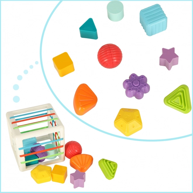 Elastyczna kostka sensoryczna z kwadratowymi blokami puzzle i sorterem kształtów