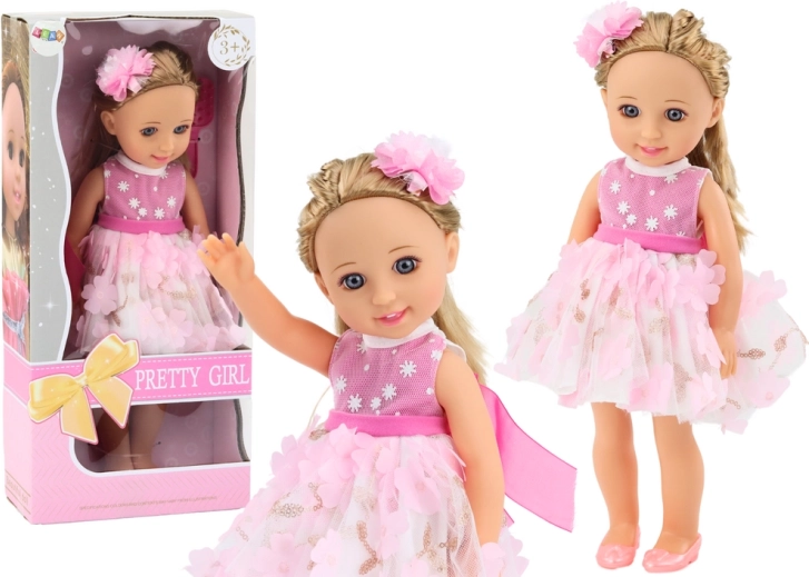Różowa sukienka dla lalek Długi grzebień do włosów 38 cm