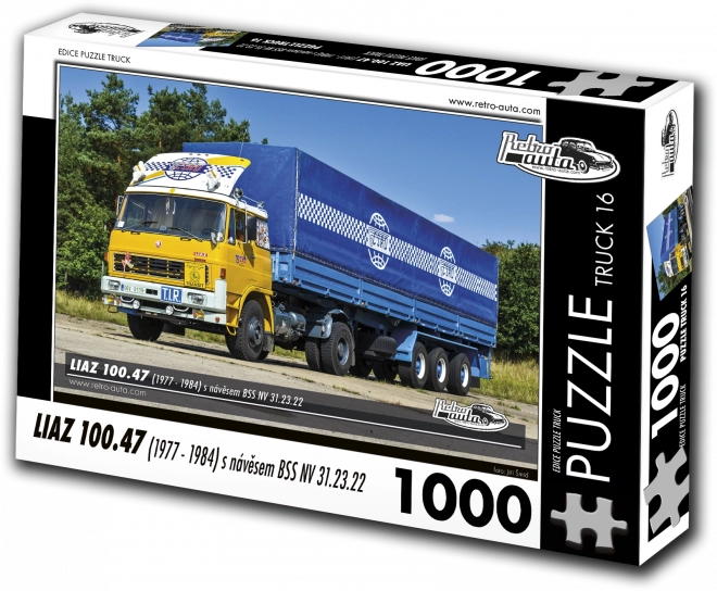Puzzle retro‑auta ciężarówka Liaz 100.47 z naczepą BSS NV 31.23.22 (1977–1984) – 1000 elementów
