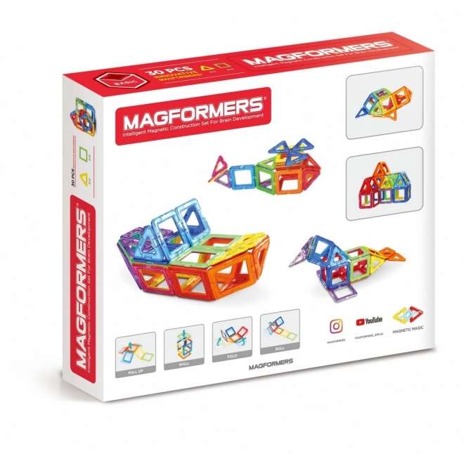 MAGFORMERS Tęczowe magnetyczne klocki 30 elementów
