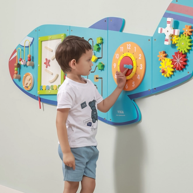 Drewniana tablica ścienna sensoryczna Samolot VIGA Montessori