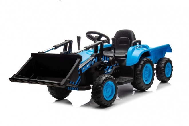 Elektryczny dziecięcy traktor z łyżką niebieski