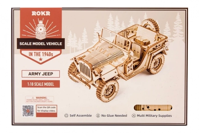 Wojskowy Jeep - 3D drewniane puzzle