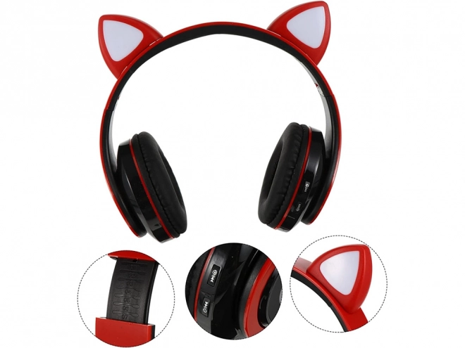 Bezprzewodowe słuchawki Bluetooth radio fm mp3 kocie uszy LED podświetlenie