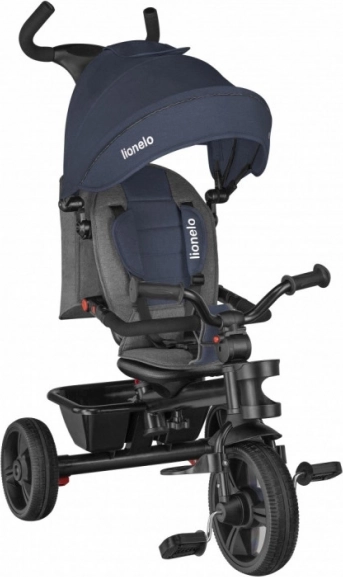 Dziecięcy trójkołowiec LIONELO Haari Jeans 5w1 z obrotowym siedziskiem i daszkiem