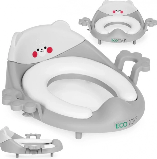 Dziecięca nakładka na WC z uchwytami i miękkim siedziskiem, szara, ECOTOYS