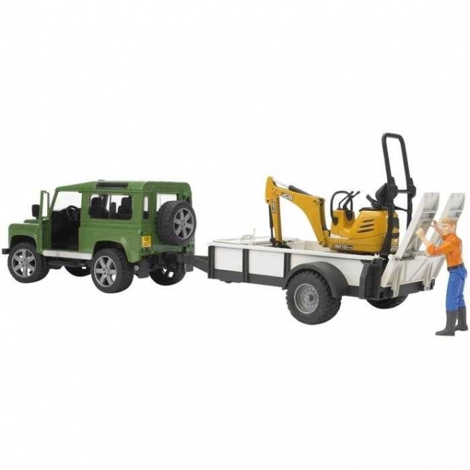 Zestaw do zabawy Bruder SUV i minikoparka gąsienicowa JCB z przyczepą