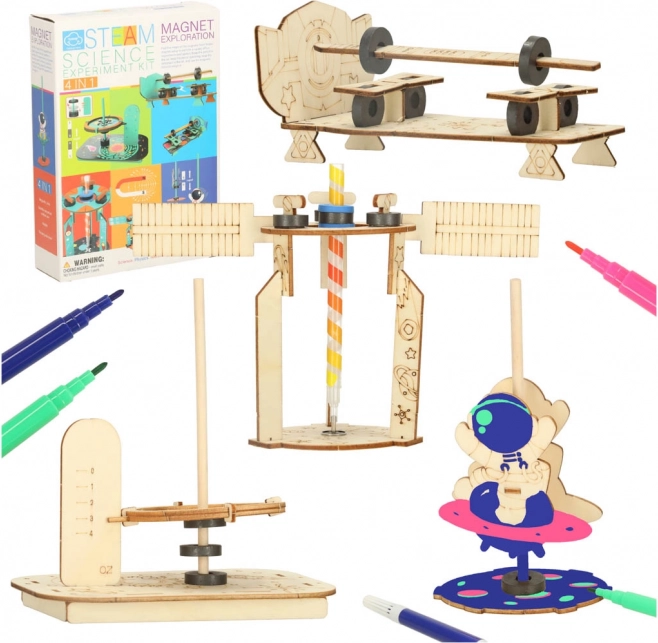 Edukacyjny zestaw do eksperymentów naukowych DIY 4 w 1 – magnetyzm, mechanika i grawitacja