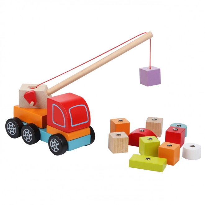 CUBIKA 13982 Żuraw samochodowy z magnesem - drewniana układanka 14 części