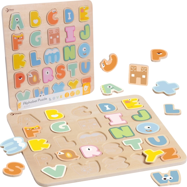 Classic World drewniane puzzle Montessori alfabet 27 szt.
