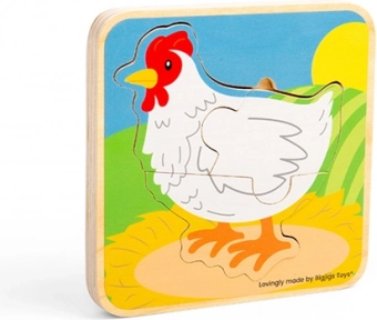 Drewniane puzzle cykl życia kury BIGJIGS TOYS