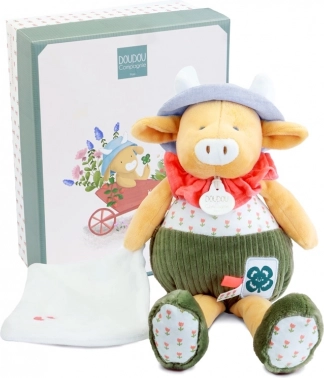 Doudou zestaw prezentowy krówka Aneth z kocykiem zielona 28 cm