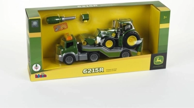Traktor JOHN DEERE do złożenia na lawetowej przyczepie