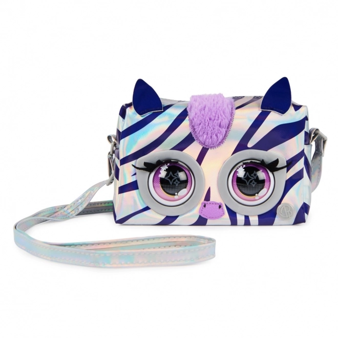Metaliczna interaktywna torebka Purse Pets zebra