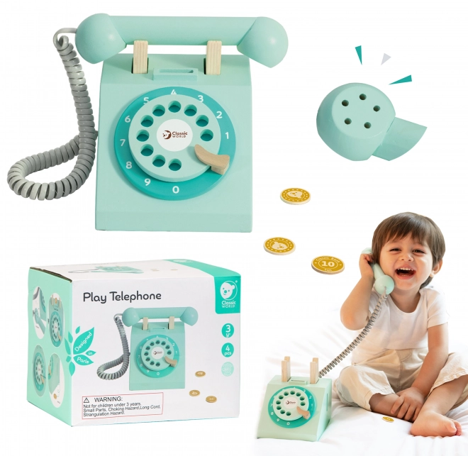 Klasyczny drewniany telefon dla dzieci