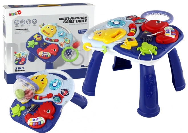 Naukowy stół 2w1 Morskie zwierzęta Piano Clock Koszykówka