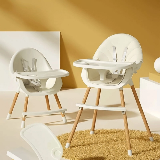 ECOTOYS Krzesełko do karmienia 2w1 Beżowe