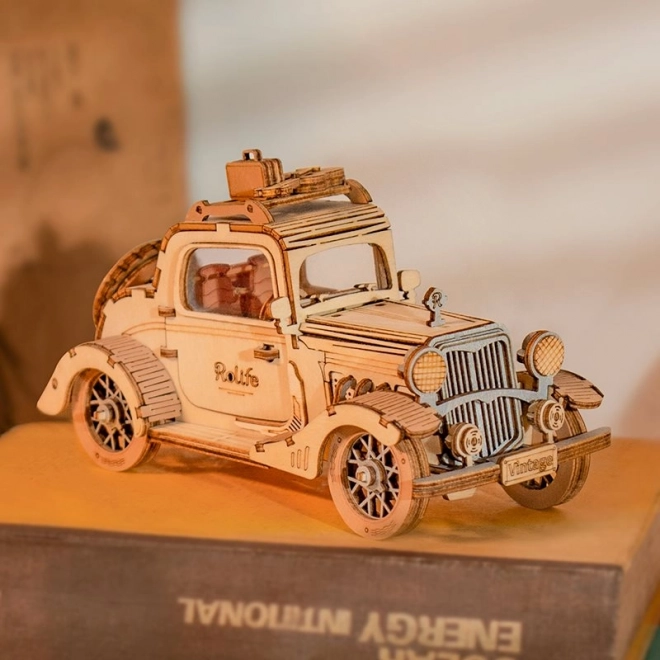 Samochód Vintage - nowoczesne 3D drewniane puzzle