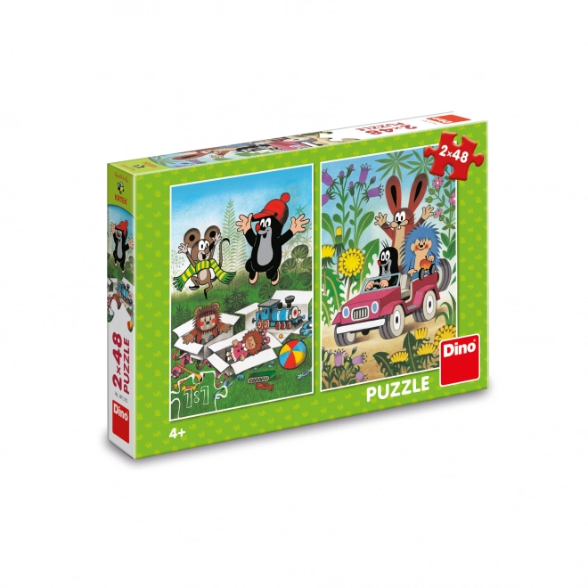 Puzzle 2w1 Krecik się cieszy - 2 x 48 elementów