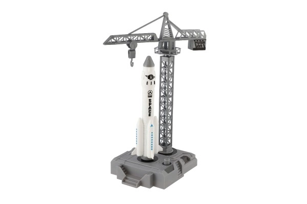 Prom kosmiczny z żurawiem i stacją startową plastikowy 17cm w pudełku 29x29x7cm