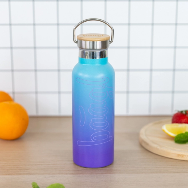 Termobutelka z bambusową zakrętką BAAGL Gradient niebiesko‑fioletowa 500 ml