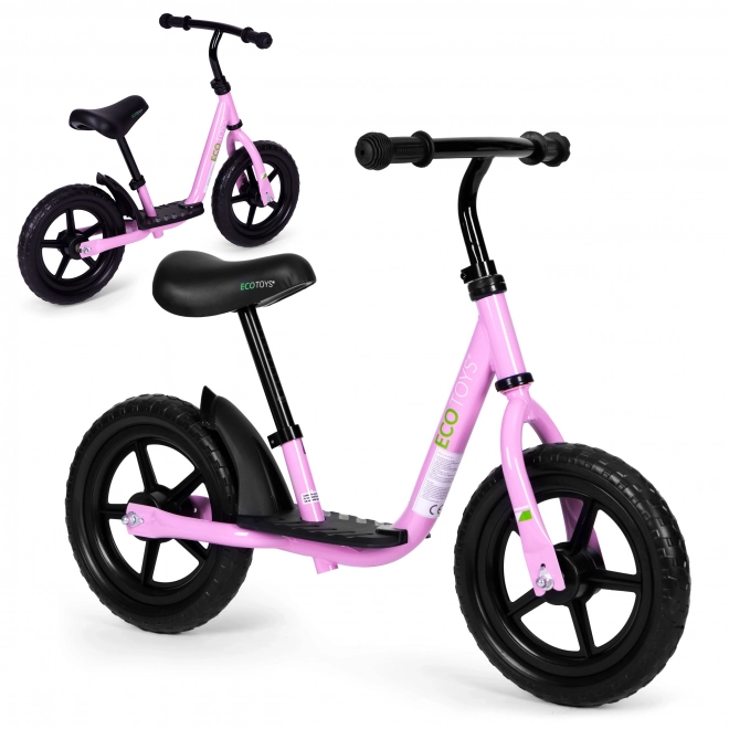 Dziecięcy rowerek biegowy z platformą ECOTOYS różowy