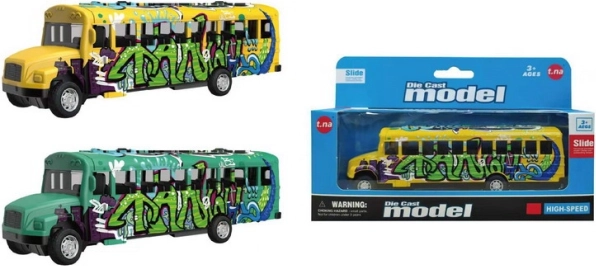 Metalowy autobus na napęd wsteczny 14 cm