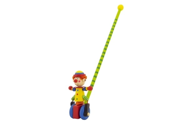Drewniana pchacz klaun 60 cm